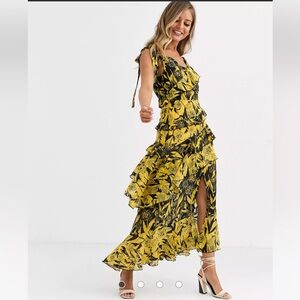 Dark Pink one shoulder midaxi dress